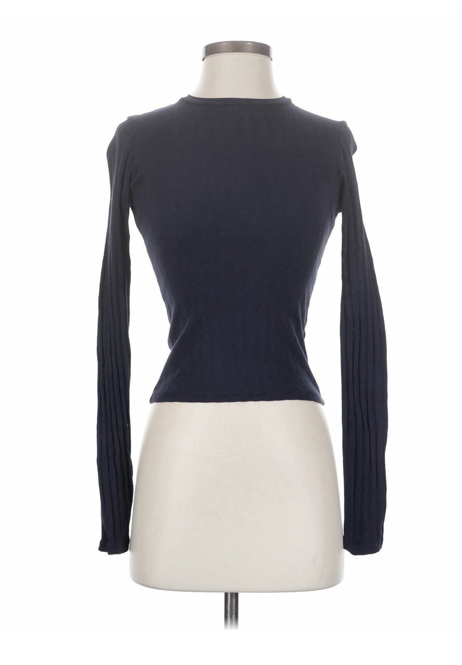 Rlt Long Sleeve Ribbed Black Top USA Cotton XS